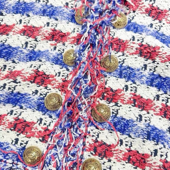 Authentic Balmain Vibrant Knit Cardigan with Blue, Red, and White Stripes - Picture 3 of 6